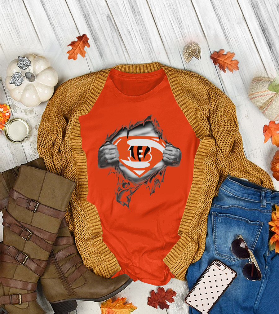 Bengals Superman Emblem Tear T-Shirt