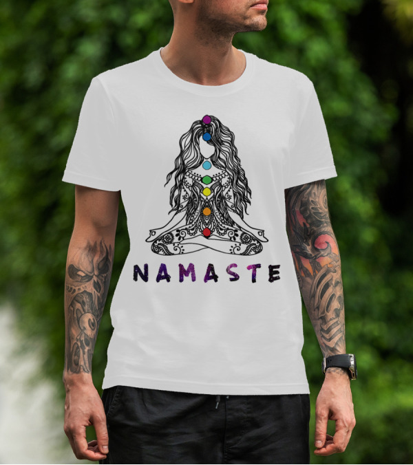 Namaste Chakra Meditation Yoga Pose Spiritual Energy T-Shirt