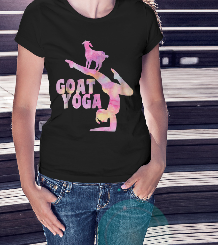 GOAT YOGA Yoga Pose With Cute Goat Watercolor T-Shirt