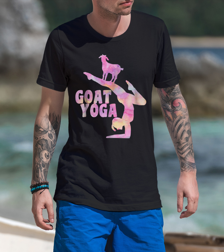 GOAT YOGA Yoga Pose With Cute Goat Watercolor T-Shirt