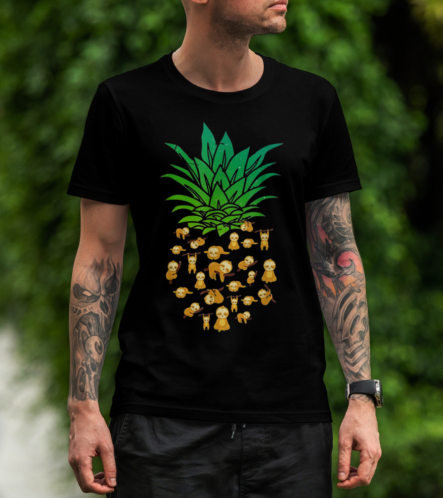 Sloth Lovers Cute Yoga Pineapple T-Shirt