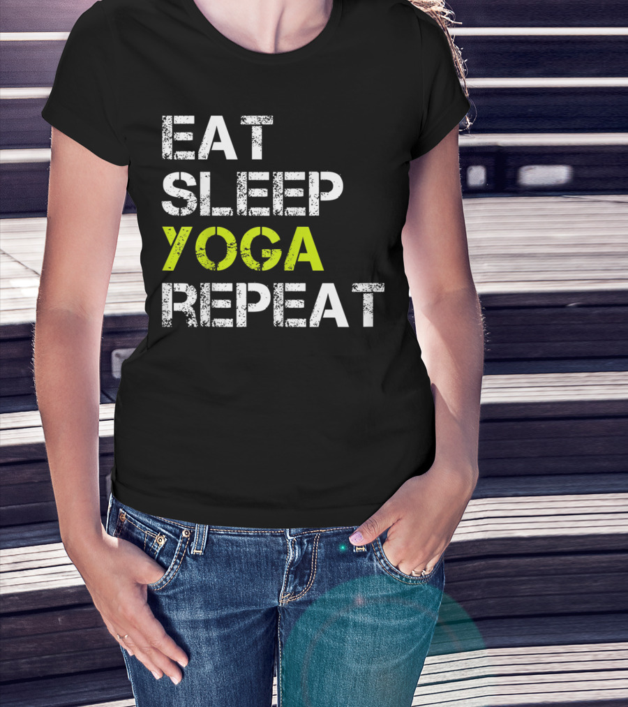 Eat Sleep Yoga Repeat Funny Yoga T-Shirt
