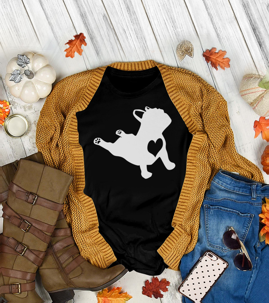 French Bulldog Heart Yoga Pose Namaste In Bed T-Shirt