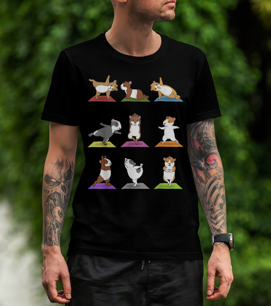 Guinea Pig Yoga Poses Cute Funny Cartoon Guinea Pigs T-Shirt