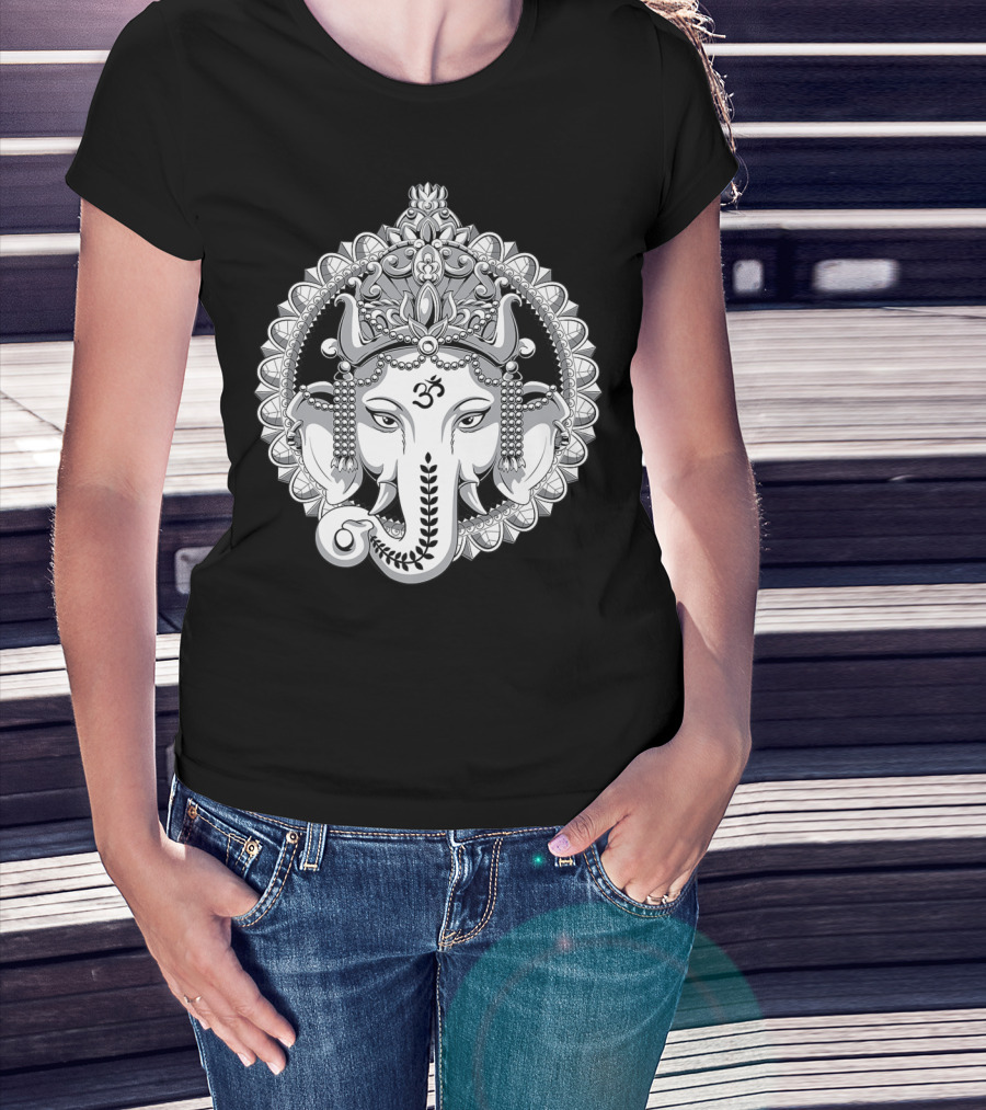 Ganesh Elephant Om Symbol Hindu Yoga Meditation T-Shirt