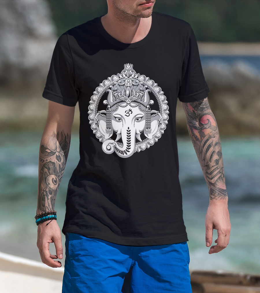 Ganesh Elephant Om Symbol Hindu Yoga Meditation T-Shirt