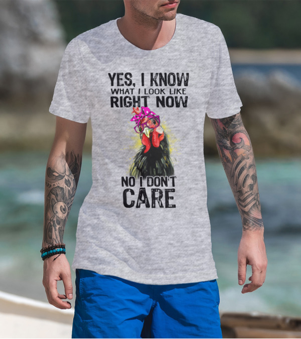 Yes I Know What I Look Like Right Now No I Don't Care Rooster With Bow Glasses T-Shirt