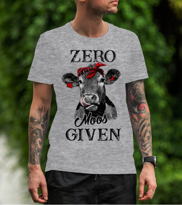 Zero Moos Given Cow Bandana Red Ear Tag T-Shirt