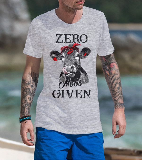 Zero Moos Given Cow Bandana Red Ear Tag T-Shirt