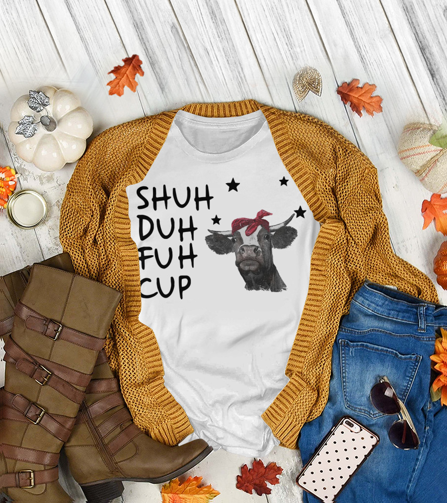 SHUH DUH FUH CUP Cow With Red Bandana and Stars T-Shirt