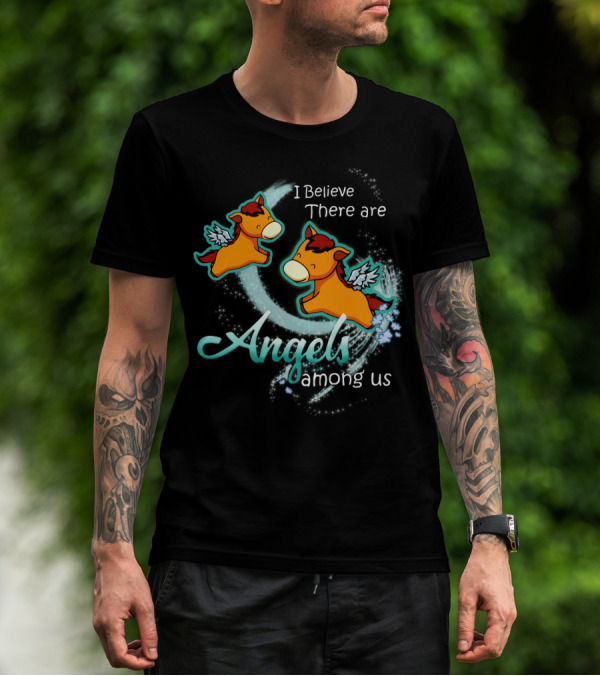 I Believe There Are Angels Among Us Flying Horses With Wings T-Shirt