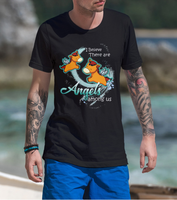 I Believe There Are Angels Among Us Flying Horses With Wings T-Shirt