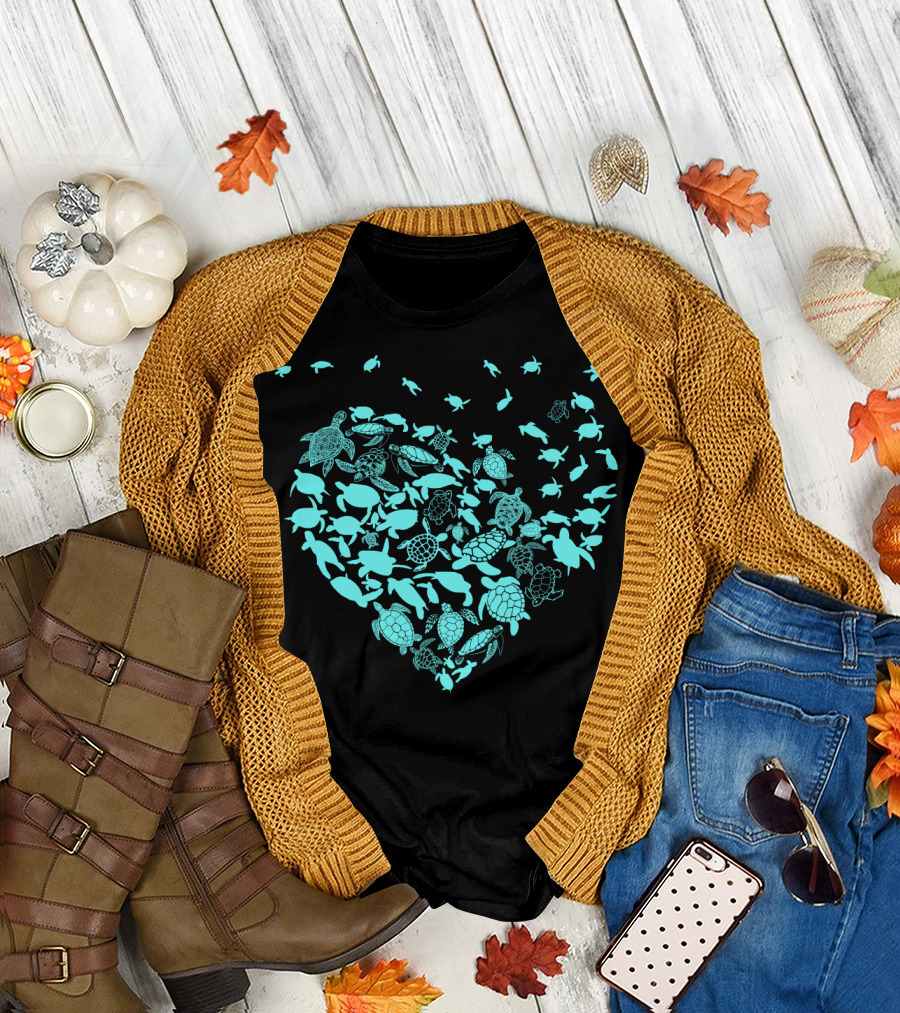 Turtles Heart Shape Ocean Love T-Shirt