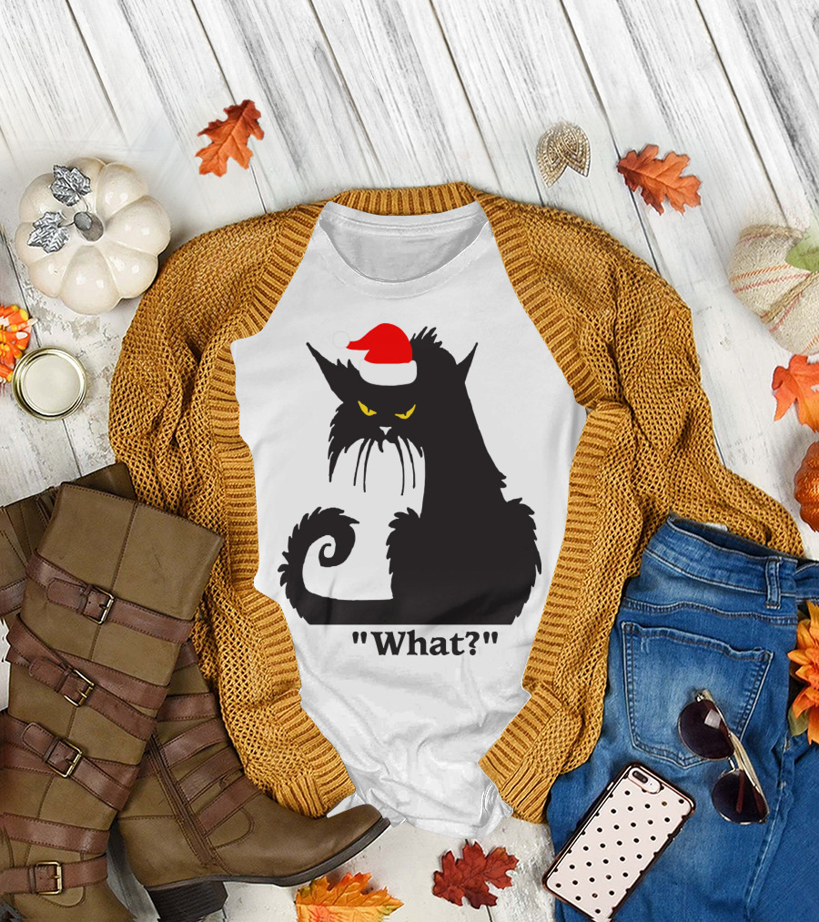 What Cat With Santa Hat T-Shirt