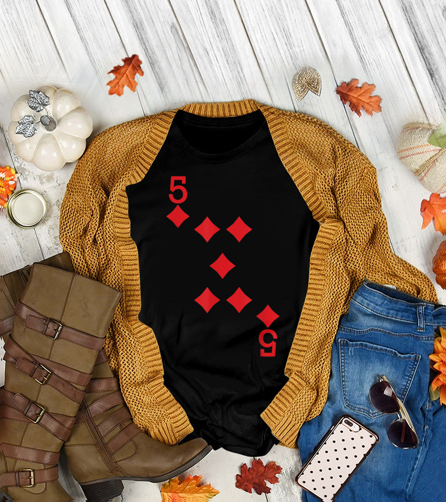 5 Of Diamonds Playing Card T-Shirt