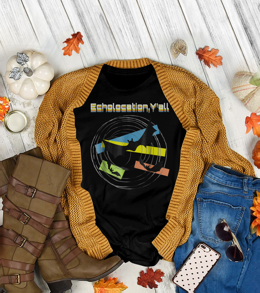 Echolocation Y'all Bats Sonar Radar Silhouettes Circles T-Shirt