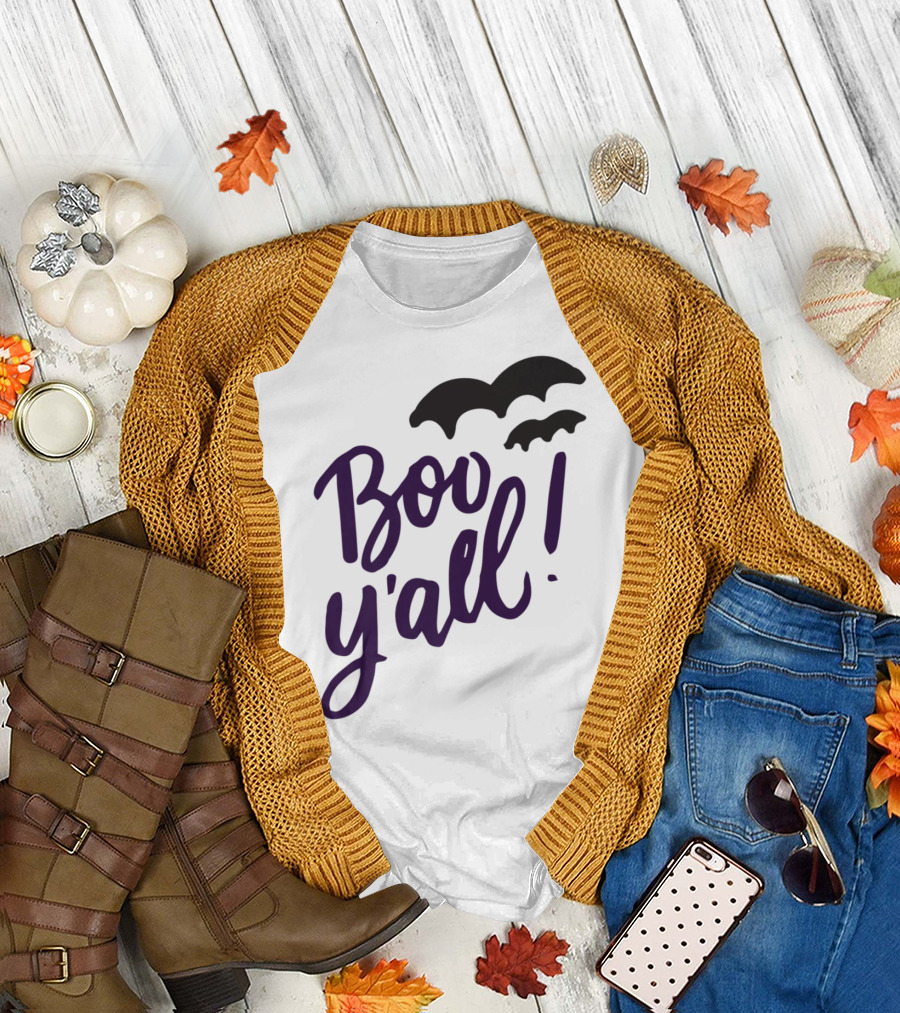 Boo Yall Funny Southern Halloween Costume with Bats T-Shirt