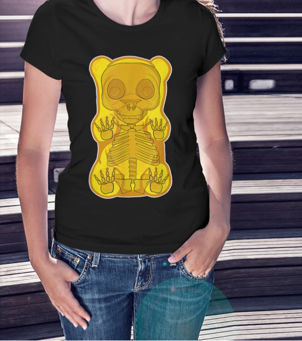 Classic Yellow Gummy Bear Skeleton Anatomy T-Shirt