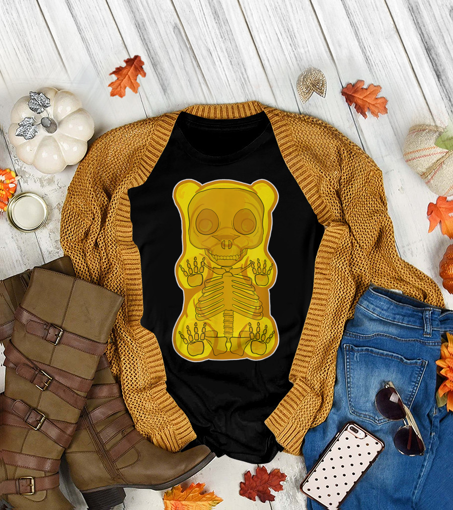 Classic Yellow Gummy Bear Skeleton Anatomy T-Shirt