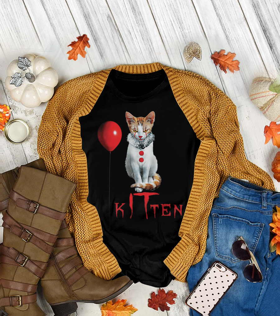 Kitten Clown Red Balloon T-Shirt