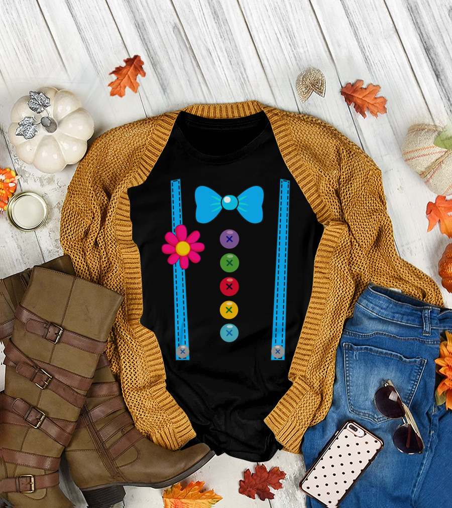 Clown Costume Funny DIY Circus Outfit with Bow Tie and Colorful Suspenders T-Shirt