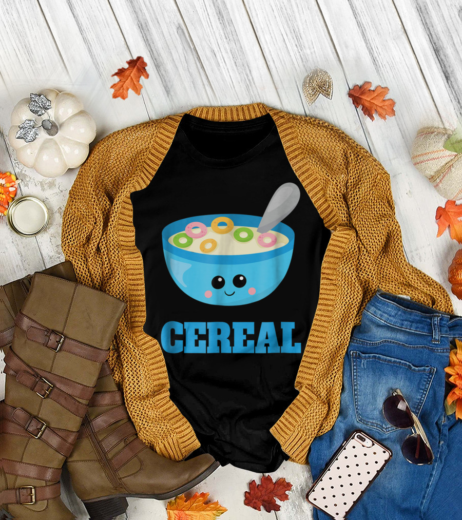 Cereal Cute Milk Bowl with Colorful Rings and Spoon T-Shirt