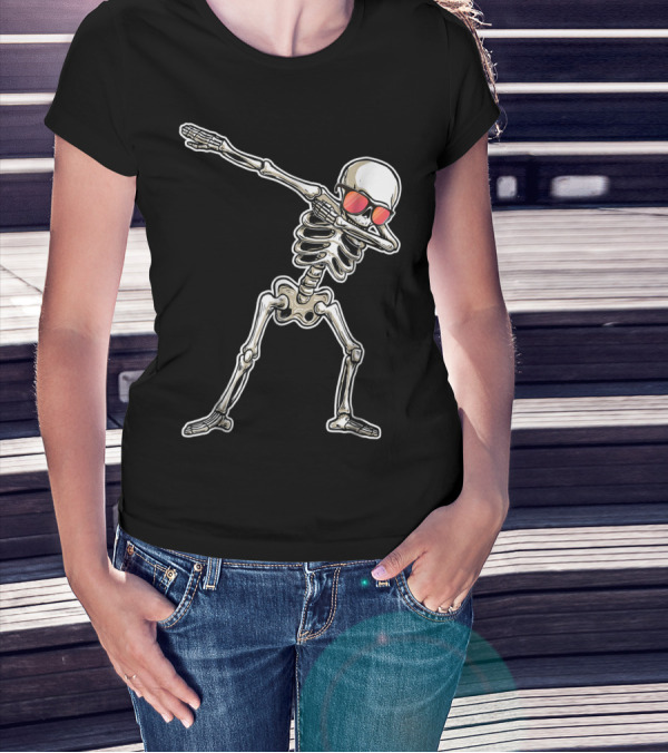 Dabbing Skeleton With Sunglasses Halloween Skeleton T-Shirt
