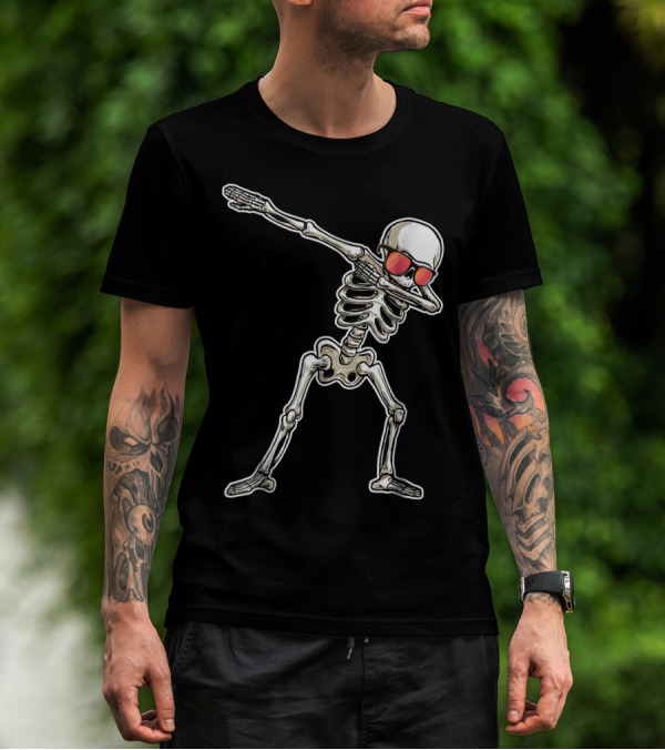 Dabbing Skeleton With Sunglasses Halloween Skeleton T-Shirt