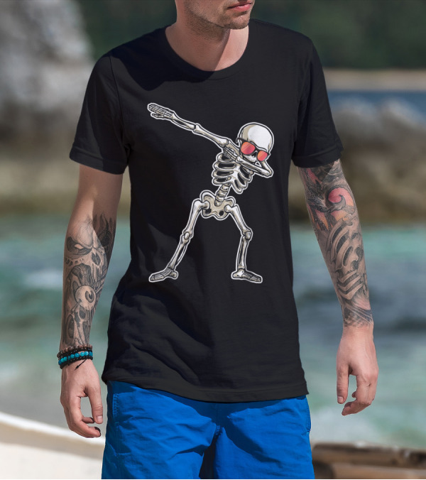 Dabbing Skeleton With Sunglasses Halloween Skeleton T-Shirt