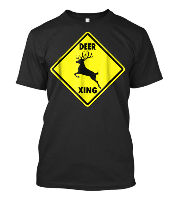 Deer Xing Sign Halloween Party Costume Deer Crossing Warning Sign T-Shirt