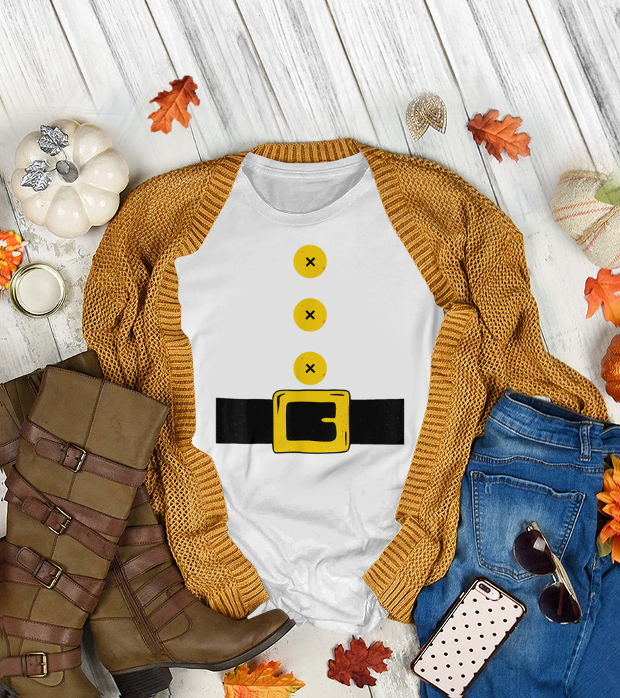 Dwarf Costume Illustration with Yellow Buttons and Buckle T-Shirt