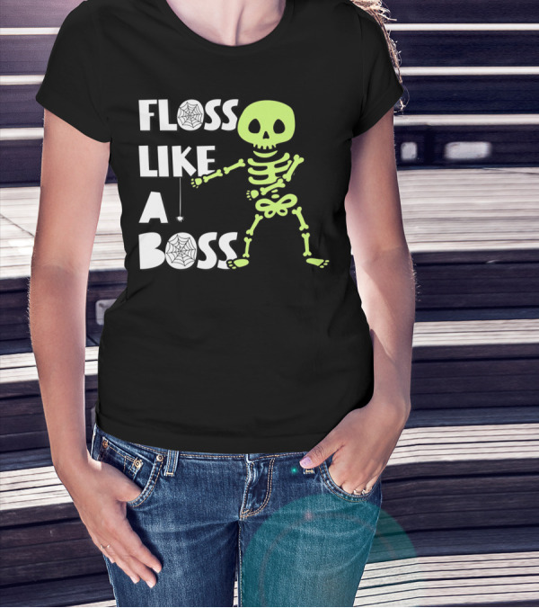 Floss Like A Boss Skeleton Halloween Dance T-Shirt