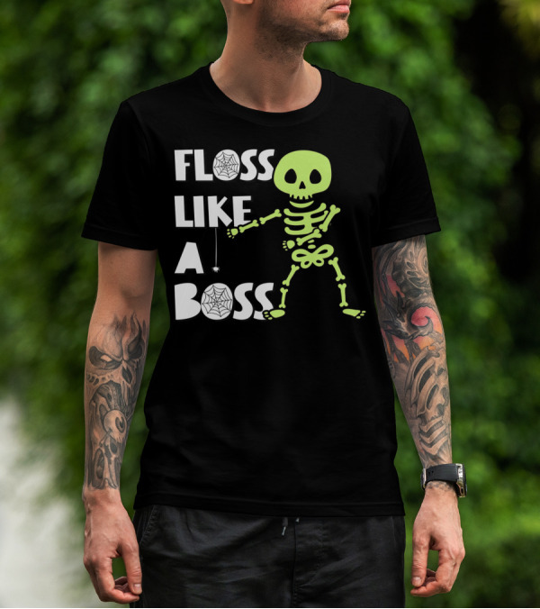 Floss Like A Boss Skeleton Halloween Dance T-Shirt