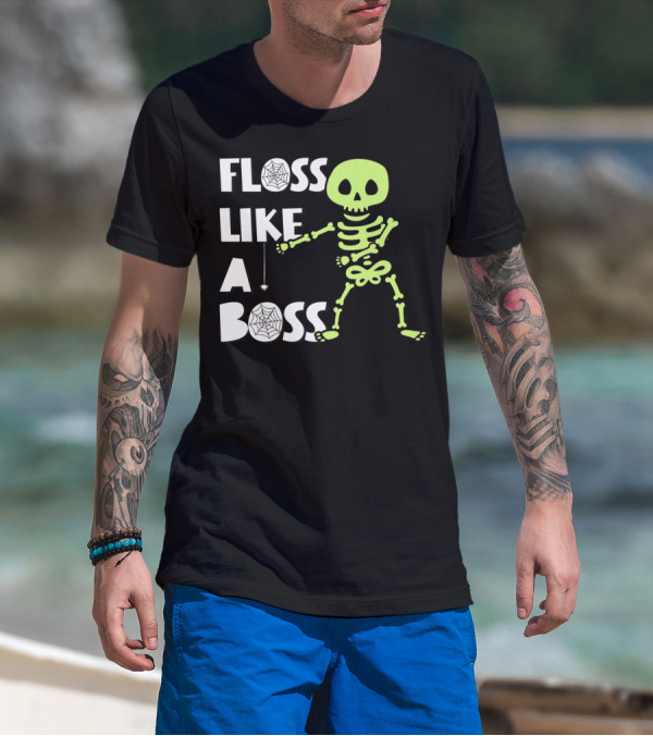 Floss Like A Boss Skeleton Halloween Dance T-Shirt
