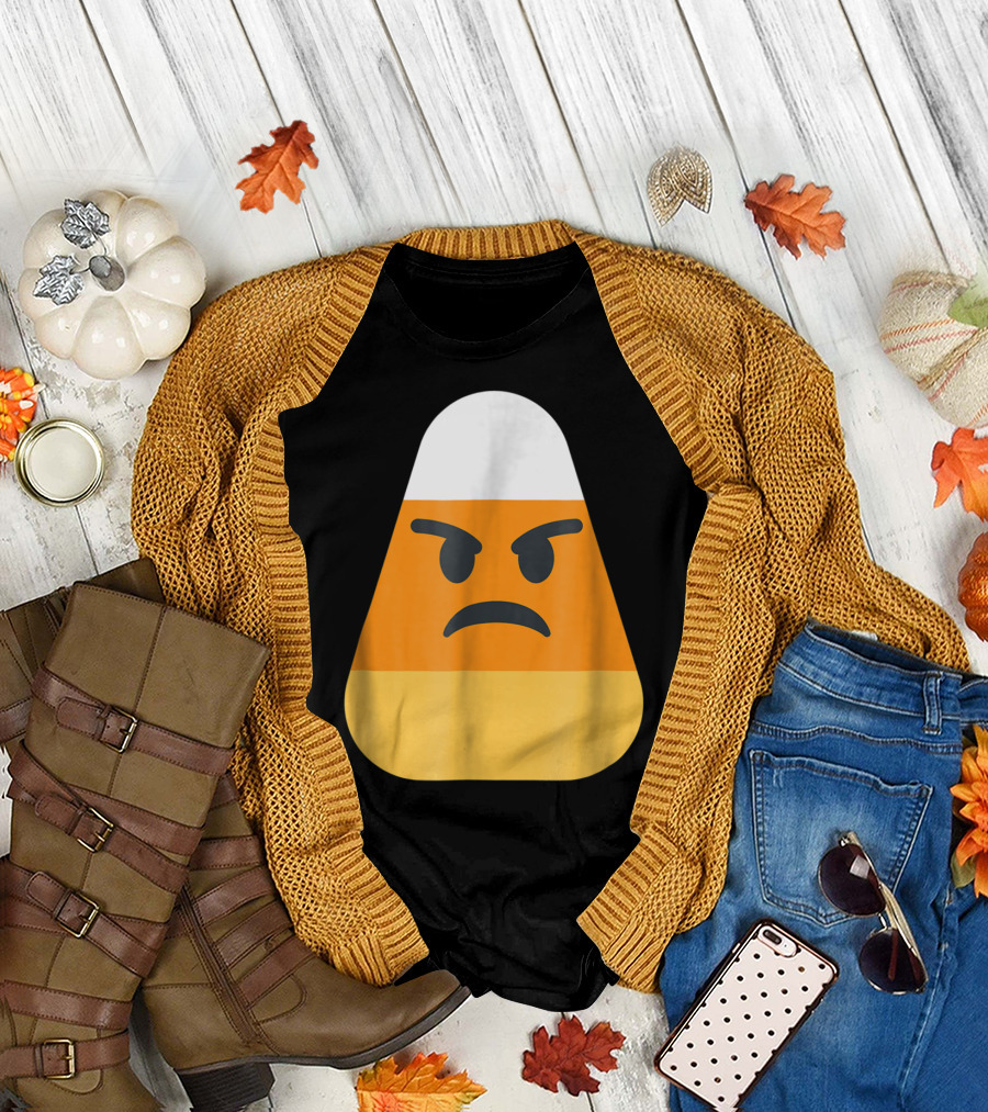 Angry Emoji Candy Corn Funny Halloween T-Shirt