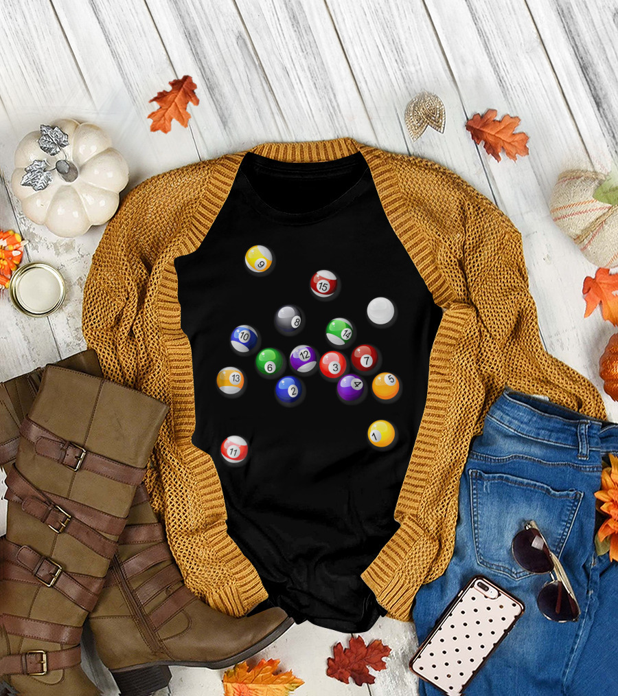 Funny Halloween Costume I'm A Pool Table with Colorful Billiard Balls T-Shirt