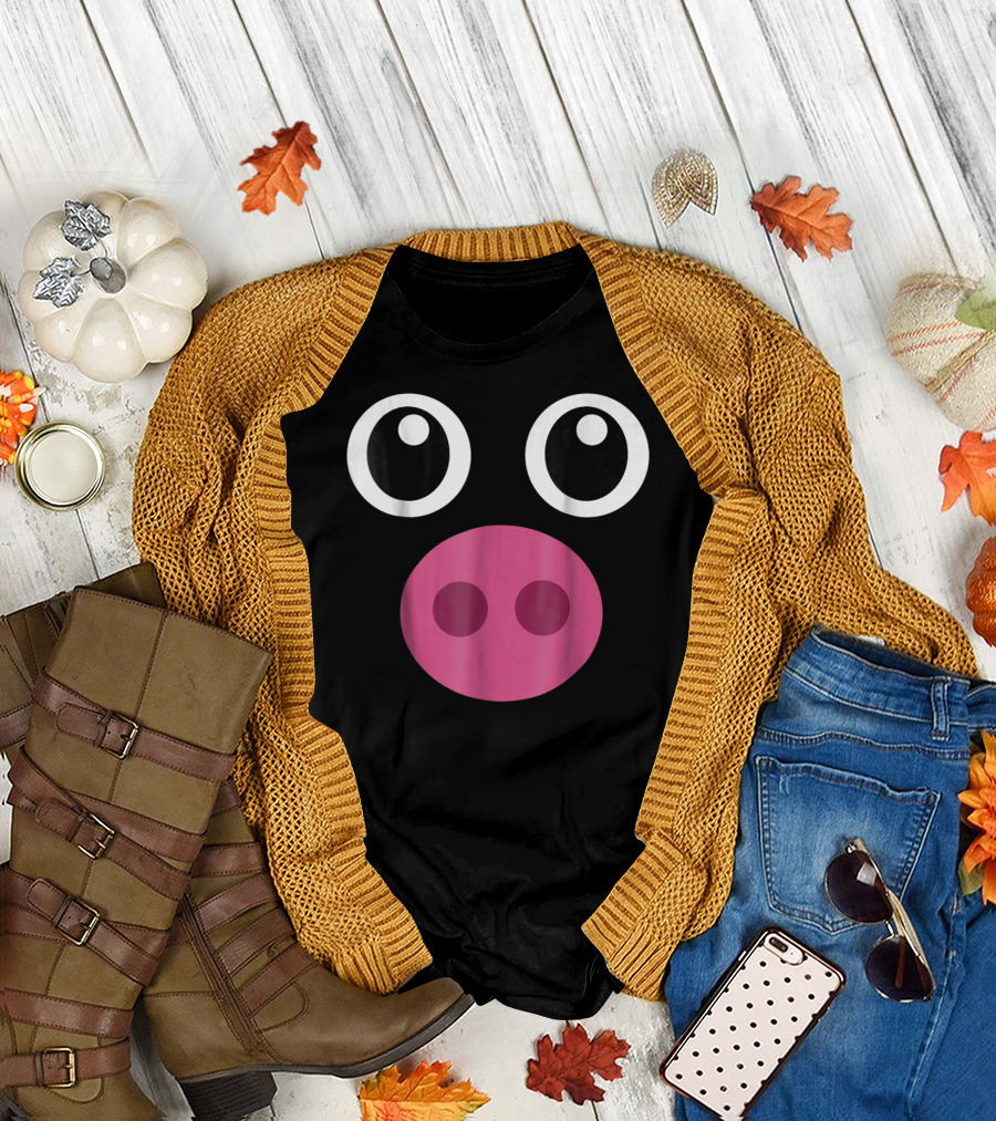 Last Minute Funny Pig Face Costume T-Shirt