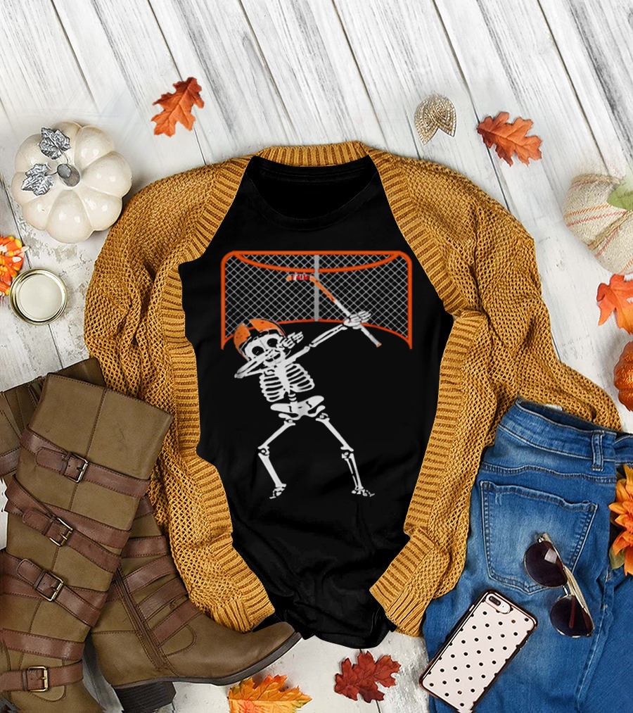 Funny Skeleton Hockey Dabbing Goal T-Shirt