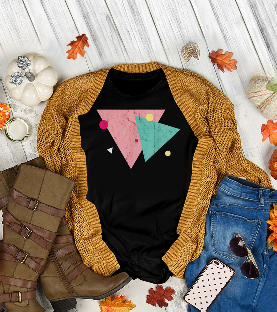 Geometric Triangles Aesthetic Eighties 1980S Vintage T-Shirt