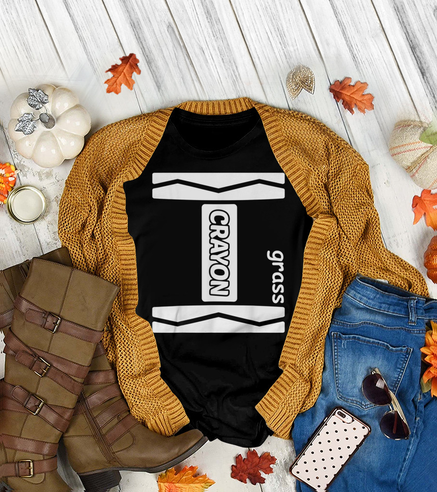 Grass Crayon Halloween Couple Friend Group Costume T-Shirt