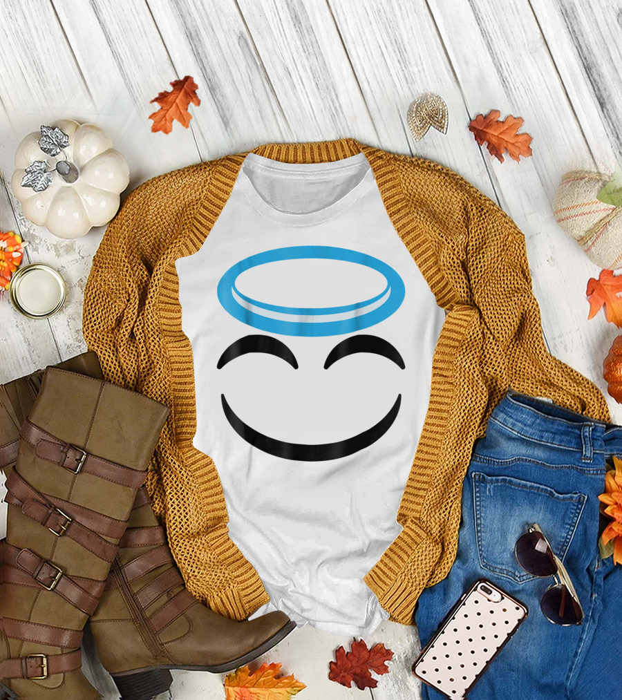Halloween Emoji Angel Face Smiling with Halo T-Shirt