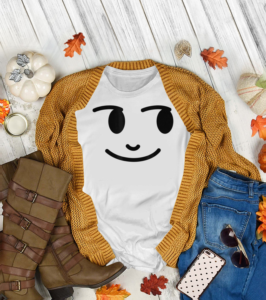 Halloween Emojis Creepy Smirking Moon Face T-Shirt