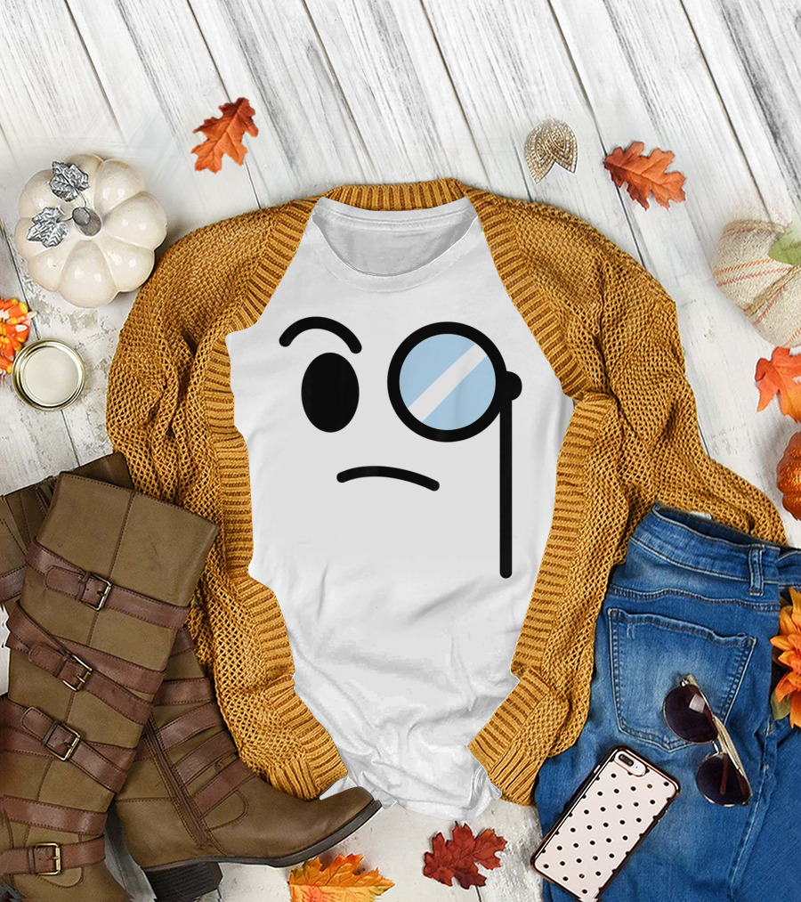 Halloween Emoji Monocle Skeptic Costume T-Shirt