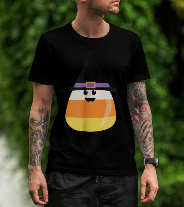 Halloween With Chip The Candy Corn Witch Hat Smiling T-Shirt