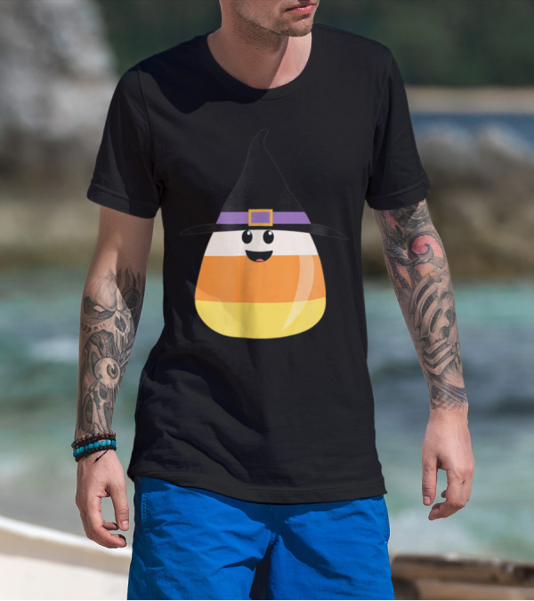 Halloween With Chip The Candy Corn Witch Hat Smiling T-Shirt