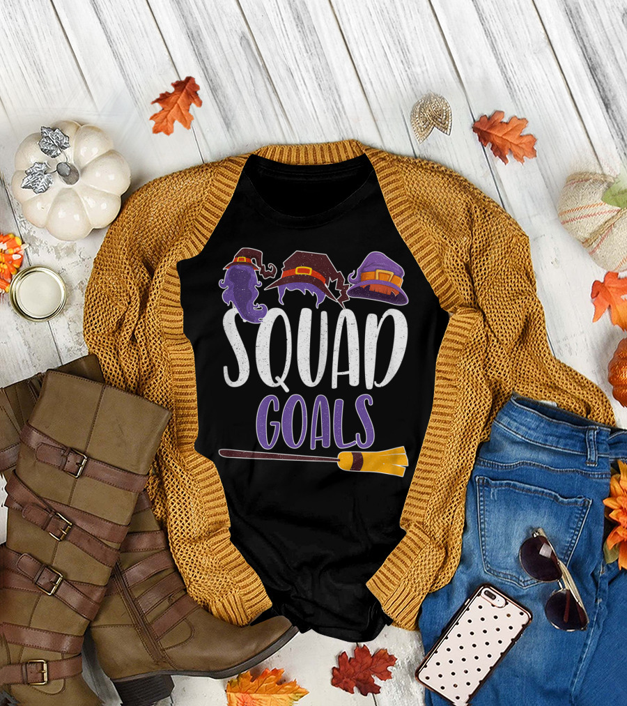 Hocus Pocus Squad Goals Witch Hats Broomstick T-Shirt