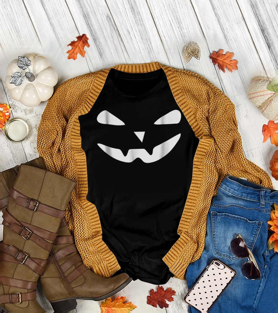 I Love Halloween Evil Jack O' Lantern Pumpkin Face T-Shirt