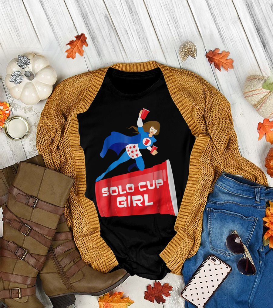 Halloween Costume Solo Cup Girl Super Hero T-Shirt