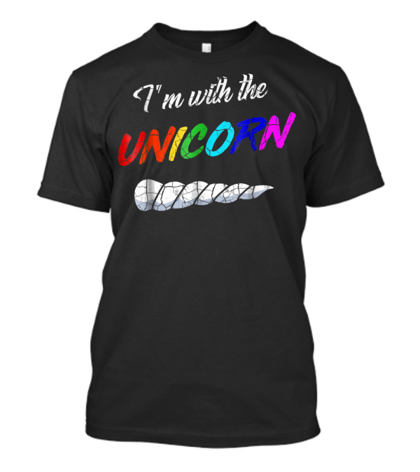 I'm With The Unicorn Rainbow Horn T-Shirt