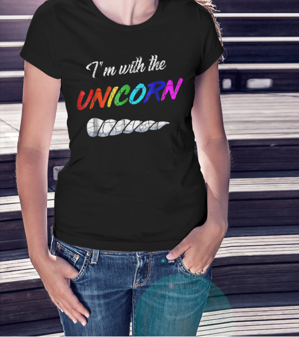 I'm With The Unicorn Rainbow Horn T-Shirt